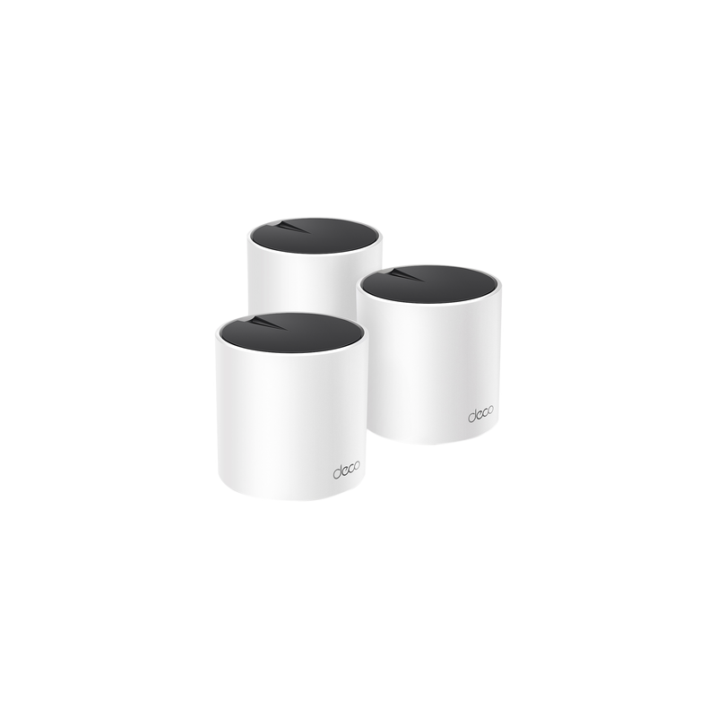 Kit 3 Routers Inalámbricos MESH Interior para Hogar / Doble Banda Wi-Fi 6 AX3000 Mbps / 3 Puerto Gigabit WAN/LAN / 2 Antenas Internas / Administración Mediante la App Deco (iOS, Android) / Protección HomeShield