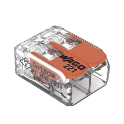 Borna de Conexión WAGO 221-412 / Palancas de Accionamiento / Capacidad 4 mm² / Transparente / CAGE CLAMP® / Compatibilidad con cables AWG 24-12