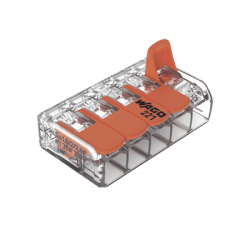 Conector de empalme compacto para todo tipo de conductores transparente para 5 conductores.