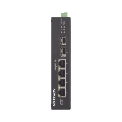 Switch Industrial No Administrable Gigabit / 3 Puertos Gigabit PoE+ (30 W) + 1 Puerto Gigabit PoE++ (60 W) / 2 Puertos SFP / 65 W Total / 48 a 57 VCD / Ideal para Proyectos / 300 Metros de Distancia