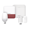 (AX PRO) KIT de Alarma AX PRO / Incluye: 1 Hub con batería de respaldo / 2 Sensores PIR / 3 Contactos Magnéticos mini / 1 Control Remoto / 1 Sirena Inalambrica Exterior color rojo  / WiFi / Compatible con Hik-Connect P2P
