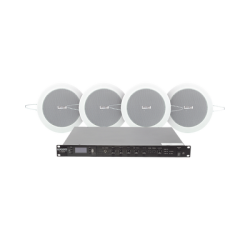 KIT de Amplificador de 120W para Escritorio | 4 Altavoces de Plafón de 4in | 3 - 6W | Sistema 70/100V