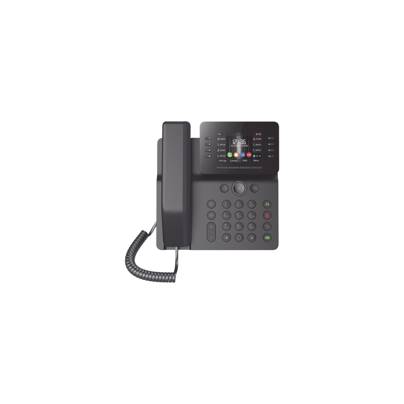 Teléfono IP Empresarial Esencial WiFi / Bluetooth, 12 líneas SIP, pantalla a color 3.5", PoE, puertos Gigabit, conferencia local de 6 vías.