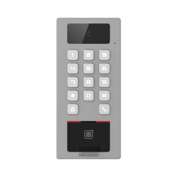 Terminal de Control de Acceso / Videoportero Multiapartamento Llamada a App / Teclado / Exterior Antivandálico IP65 & IK09 / Huella, Tarjeta, Código QR, PIN o App Hik-Connect  / Cámara 2 MP compatible con NVRs