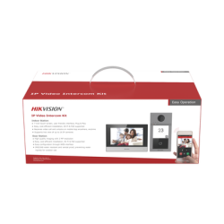 Kit de Videoportero IP PoE Estandar con llamada a App de Smartphone (Hik-Connect) / Apertura con Tarjeta MIFARE / Frente de calle IK08 & IP65 / Soporta 2 puertas