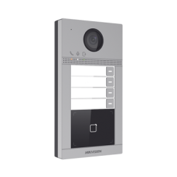 Videoportero IP 2 Megapixel / Llamada y Apertura Remota desde App Hik-Connect (Requiere monitor )/ PoE / Exterior IP65 + Antivandalico IK08 / 4 Departamento / Apertura con Tarjeta / Soporta 2 Puertas y hasta 6 Monitores