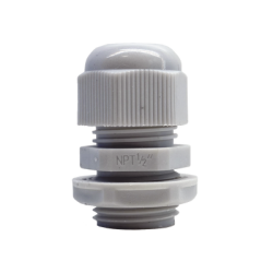 Conector Plástico Blanco Tipo Glándula para Rosca NPT 1/2" 