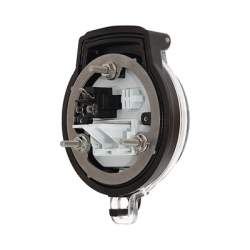 Dispositivo Circular de Puertos de Acceso a Datos, Con Dos Espacios Para Módulos Mini-Com y Un Receptáculo NEMA 5-15R, Protección IP66, de 3" de Diámetro