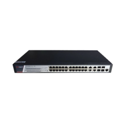 Switch Gigabit PoE+ / Administrable / 24 Puertos 1000 Mbps PoE+ / 4 Puertos 1000 Mbps + 4 Puertos SFP de Uplink / 370 Watts / Soporta IGMP