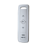 Control remoto 5 canales para motores de persiana Somfy con señal inalámbrica, instrucciones: sube, baja y detener, con posición favorita programada.