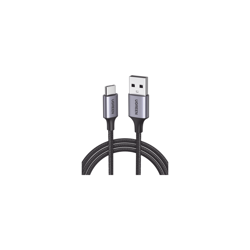 Cable USB-A a USB-C | 2 Metros | Transferencia de datos de 480 Mbps | Carga Rápida | QC 4.0/3.0/2.0 | FPC | AFC | Protección Integrada | Caja de Aluminio | Nylon Trenzado | Color Negro.