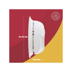 Detector de Humo Autónomo, No Requiere Panel, Batería Sellada de Litio por 10 años, Sensor por Ionización, Sin cableado