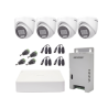 KIT TurboHD 1080p / DVR 4 Canales con audio por coaxitron / 4 Cámaras con Micrófono y  106° Visión/  luz blanca + IR visión nocturna  / Transceptores / Conectores / Fuente de Poder Profesional