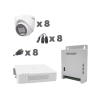 KIT TurboHD 1080p / DVR 8 Canales con audio por coaxitron / 8 Cámaras con Micrófono Integrado 101° Visión/  luz blanca + IR visión nocturna  / Transceptores / Conectores / Fuente de Poder Profesional
