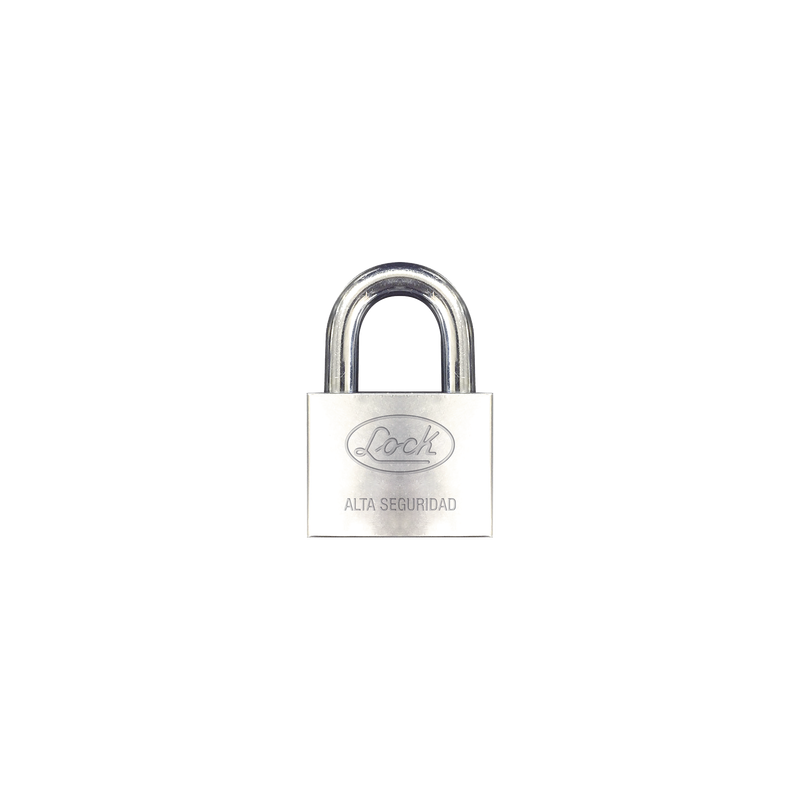 Candado de hierro alta seguridad con llave de disco/ Acabado Cromado/ Llaves Abloy/ Medida de Horquilla 50 mm.