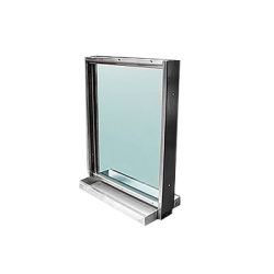  Ventana blindada Nivel V / Acero Inoxidable / 51mm / Charola pasa documentos / 90cm x 70cm.