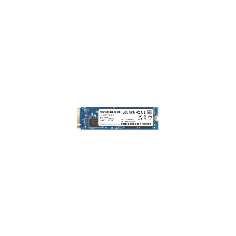 SSD NVMe M.2 SNV3410/3510 | SSD 800GB | Alto Rendimiento 400000 IOPS Lectura | Resistencia Empresarial 1022 TBW | Protección de Datos Integral | Análisis de Vida Útil | Diseñada para Sistemas Synology.