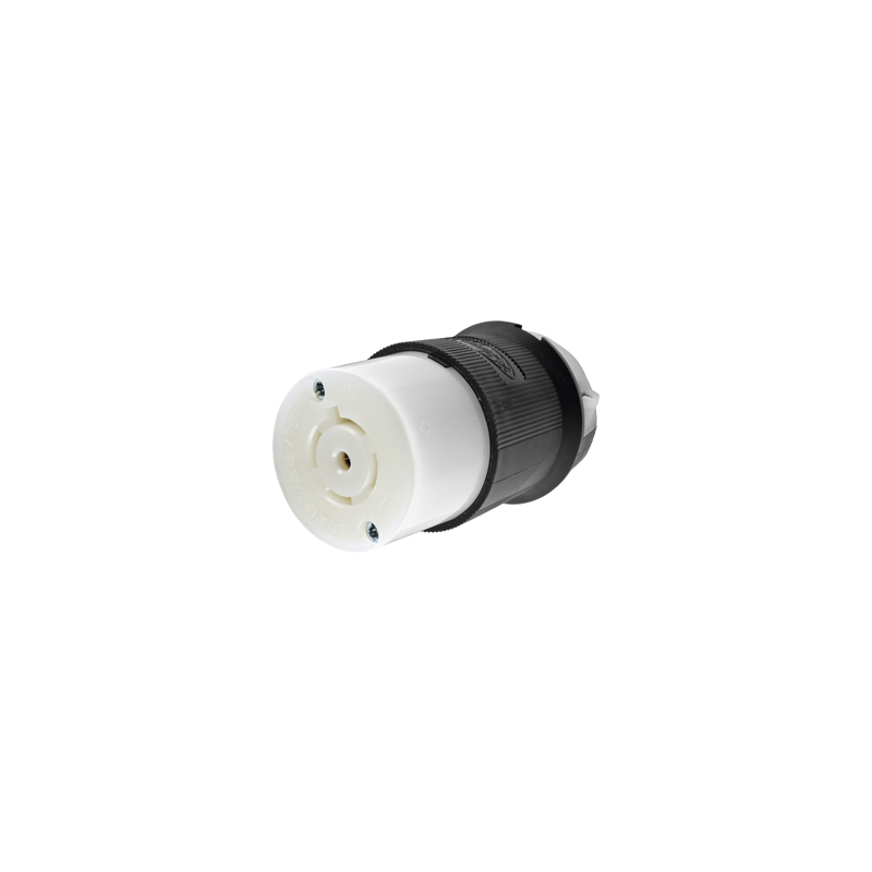 Conector Industrial con Bloqueo de Media Vuelta / 20 A 120/208 V CA / 4 Polos 5 Hilos / Color Blanco y Negro / Nema L21-20R/ Grado Industrial.
