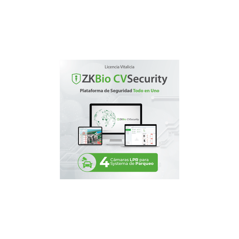 Licencia para ZKBio CVsecurity para modulo de estacionamiento de 4 carriles con camara de reconocimiento de placas