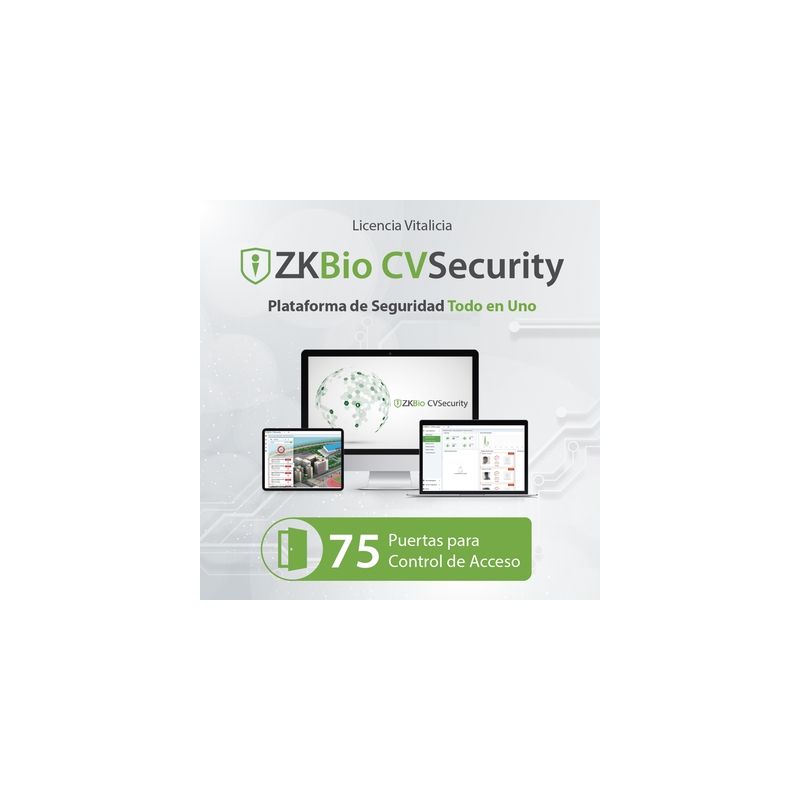 Licencia para ZKBio CVsecurity permite gestionar hasta 75 puertas para control de acceso
