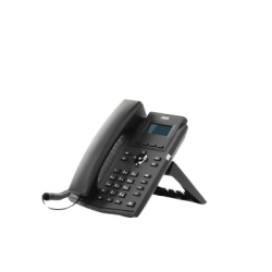 Teléfono IP empresarial para 2 lineas SIP con pantalla LCD,  Puertos Gigabit, Códec Opus, conferencia de 6 vías, PoE.