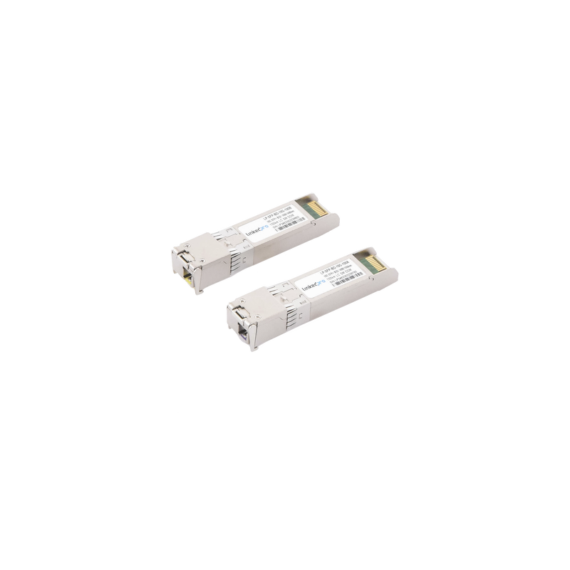 Transceptores Ópticos Bidireccionales SFP+ (Mini-Gbic) / Monomodo 1490 & 1550 nm / 10 Gbps / 10GBASE-BX / Conector LC/UPC Simplex / DDM / Hasta 100 km / 2 Piezas 