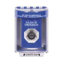 Botón de Salida de Emergencia, Texto en Español, Tapa Protectora de Policarbonato Súper Resistente, Llave para Activar