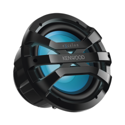 Subwoofer excelon motorsport de 10" fabricado en rejilla color negro, cuenta con iluminación Led ajustable vía RF  