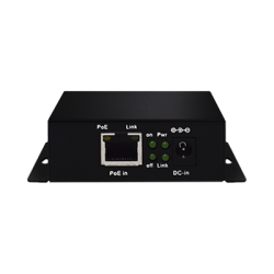 Inyector PoE Extenido Industrial / PoE 802.3 af/at Hasta 30W / Conexión plug and play / Alcance de hasta 250 metros / Aplicaciones CCTV / Alimentación PoE af/at o Vcc 37-57 Vcc