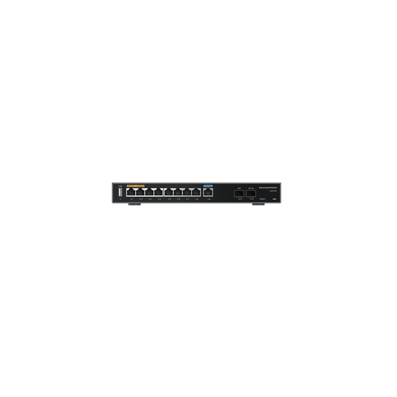 Router Gigabit VPN / Balanceador de cargas / 60,000 sesiones NAT /  9 puertos 10/100/1000 Mbps + 2 puertos SFP (WAN/LAN) / 1 puerto entrada PoE(af/at) / 2 puertos salida PoE (af/at) / Compatible con GWN Cloud.