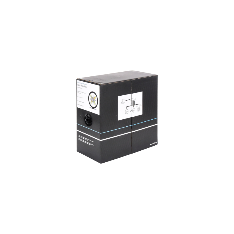 Bobina de cable 305 Metros Cat6, 24 AWG, Climas EXTREMOS, Color negro, sin blindar, para intemperie