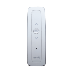 Control remoto 1 canal para motores de persiana Somfy con señal inalámbrica, instrucciones: sube, baja y detener, con posición favorita programada.