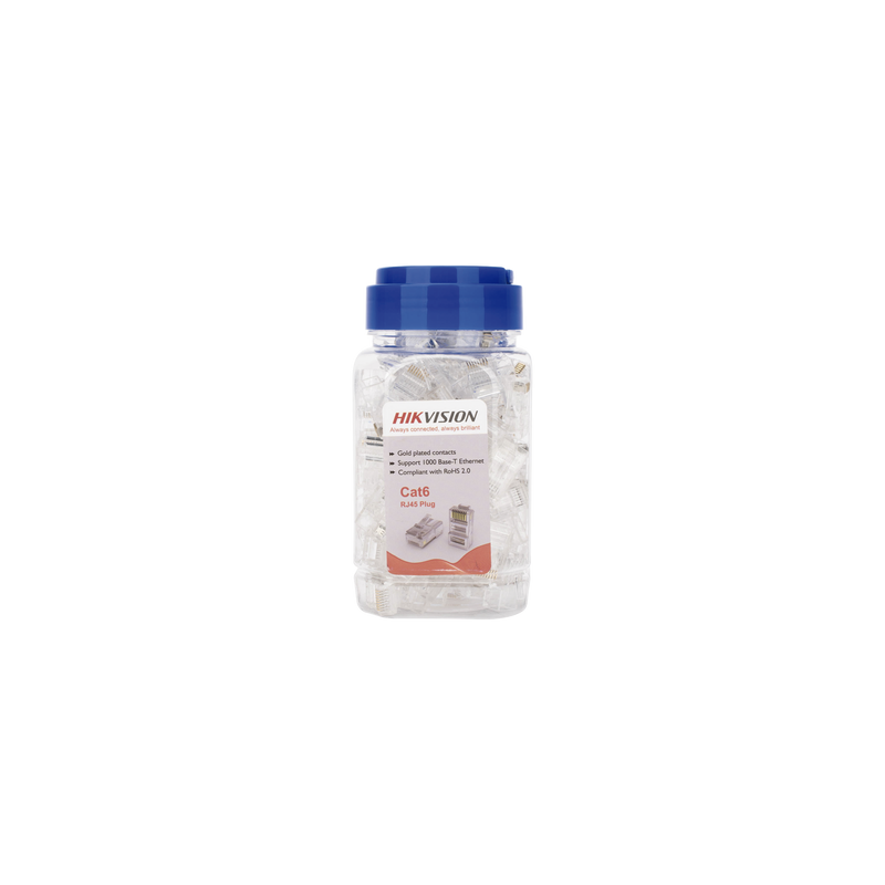 Bote con 100 Piezas de Plug Modular RJ45 / Cat 6 / Chapado en Oro a 30 Micras / Sin Blindaje / Facil Instalación / Uso Interior / Soporta Norma TIA-568B / Cumple con RoHS 2.0 