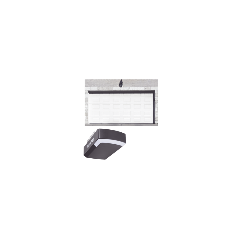 KIT COMPLETO Puerta D/ Garage 8x8 Pies / Cuadro Corto / Color blanco / Insulada / Incluye Motor FS1000APP / 1/2HP / Fuerte/Silencioso/Luz LED/Motor DC .