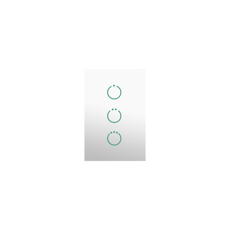 (ZWAVE) Interruptor On/Off panel táctil touch inalámbrico Zwave Plus 3 botones. Compatible con Hubitat HC8, Álula  M2M, otro 