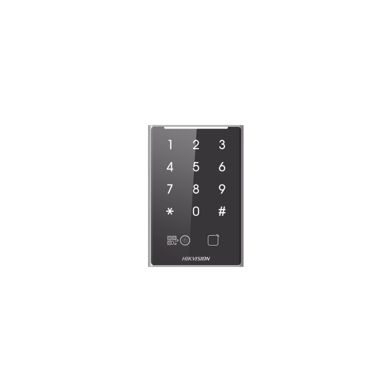 Lector de Tarjetas PROX EM y de Códigos QR / Teclado para Contraseña / Compatible con Controladores DSK2600 Series Hikvision / Comunicación RS485 y WIEGAND