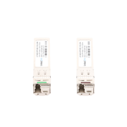 Transceptores Ópticos Industriales Bidireccionales SFP+ (Mini-Gbic) / Monomodo 1270 & 1330 nm / 10 Gbps / 10GBASE / Conector LC/UPC Simplex / DDM / Hasta 20 km / 2 Piezas