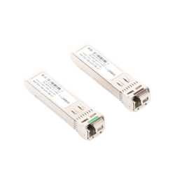 Transceptores Ópticos Industriales Bidireccionales SFP+ (Mini-Gbic) / Monomodo 1270 & 1330 nm / 10 Gbps / 10GBASE / Conector LC/UPC Simplex / DDM / Hasta 20 km / 2 Piezas