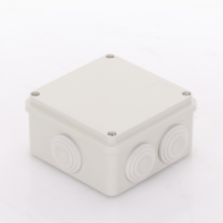 Caja Derivación-Conexión de Plástico (100 X 100 X 54 mm) con 7 Glándulas de Goma. Para Instalaciones Comerciales, Residenciales e Industriales. Incluye Tornillería para su Tapa. 