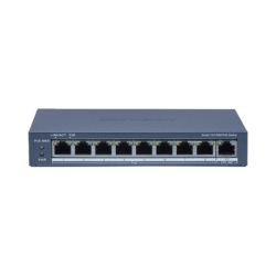 Switch PoE+ / Monitoreable / 8 Puertos 10/100 Mbps PoE+ / 1 Puerto 1000 Mbps Uplink /  Configuración Nube Hik-Partner Pro / Modo Extendido hasta 300 metros / 60 W 