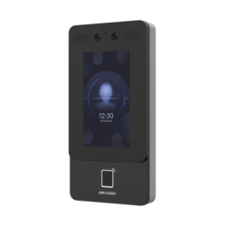 Terminal Min Moe PoE & WiFi de Reconocimiento Facial y Huella con Lector MIFARE / Exterior IP65  / Hasta 1.5 mts en Lectura de Rostro / Soporta P2P / 1,500 Rostros / 3,000 Huellas / Salida 12 Vcd para Chapa / PoE / SIP Estandar / HIK-IA