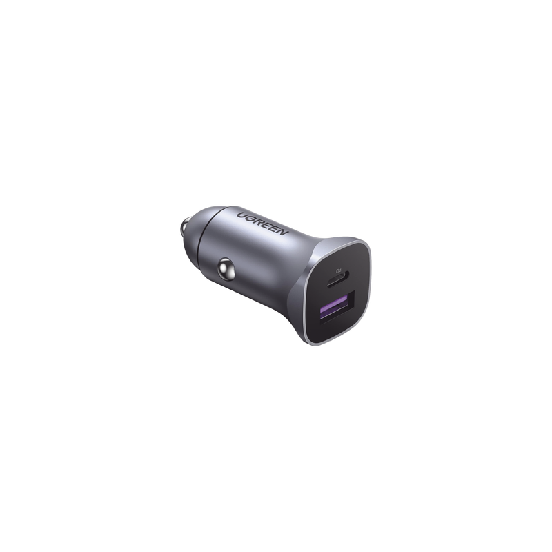 Cargador de Auto 30W | 2 Puertos USB-A y USB-C | Carga Rápida | Compatible con Vehículos de 12 y 24 VCD | PD3.0, QC4.0, SCP, PPS | Indicador Led | Diseño Compacto | Chip Inteligente | Caja de Aluminio.