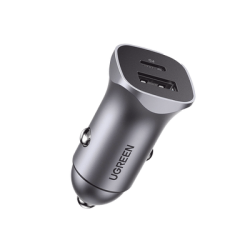 Cargador de Auto 30W | 2 Puertos USB-A y USB-C | Carga Rápida | Compatible con Vehículos de 12 y 24 VCD | PD3.0, QC4.0, SCP, PPS | Indicador Led | Diseño Compacto | Chip Inteligente | Caja de Aluminio.