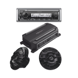 Kit de estéreo con Bluetooth KMR-M332BT | Amplificador KAC-M5014  | más Par de bocinas KFC-1653MRB