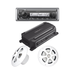 Kit de estereo con Bluetooth KMR-M332BT | Amplificador KAC-M5014  | mas Par de bocinas KFC-1613MRW
