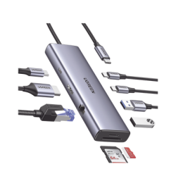 HUB USB-C (Docking Revodok) 9 en 1 | 2 USB-A 3.0 (5Gbps) | 2 USB-C (5Gbps) | USB-C PD Carga 100W | HDMI 4K@60Hz | RJ45 (Gigabit Ethernet) | Lector Tarjetas SD + Micro SD (TF) Simultáneo | Chip de Última Generación | Caja de Aluminio.