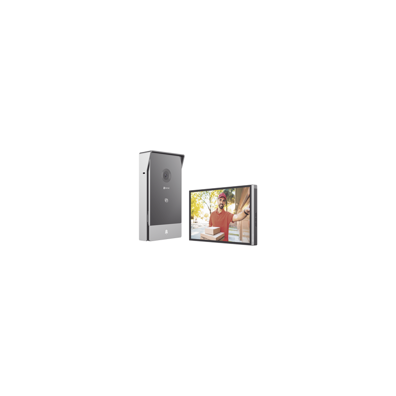 Videoportero IP Conexión a 2 Hilos / Con Monitor Wi-Fi para Interior / Frente de Calle  IP65 Uso En Exterior Debe Tener Protección / Cámara 3 Megapíxel / Llamada a la App / Apertura remota  / Soporta 2 Puertas / Ranura para Mic