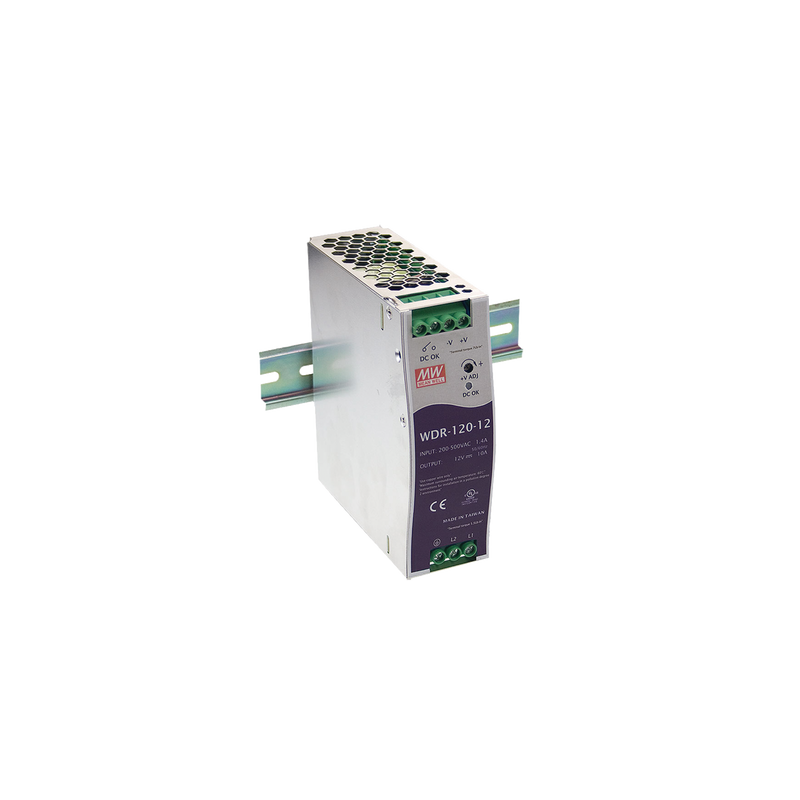 Fuente de Poder Industrial de 120W, salida 24 Vcc, para montaje en Riel Din