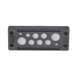 Pasacable de 10 Orificios de Marco Rectangular, IP65, 4.41" X 1.42", para Cables no Terminados, Color Negro.