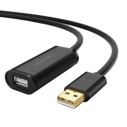 Cable de Extensión Activo USB 2.0 / 10 Metros / Macho-Hembra / Booster individual FE1.1S incorporado / Velocidad de hasta 480 Mbps / Ideal para impresoras, consolas , Webcam, etc.